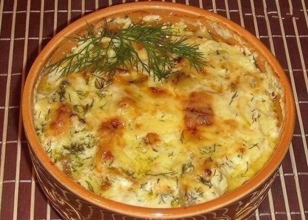 Картошка с курицей и грибами под соу...