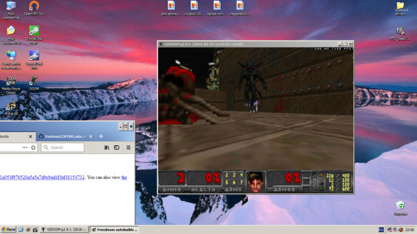 Windows XP + GZDoom 1.9.1 + FreeDoom...