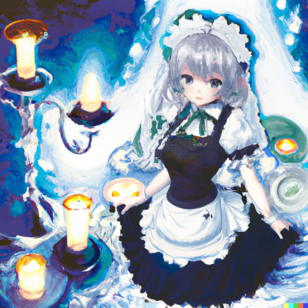 (DALLE2) Sakuya Izayoi, as painted b...