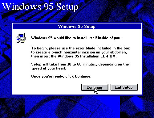 "Windows 95 хочет чтобы вы установил...