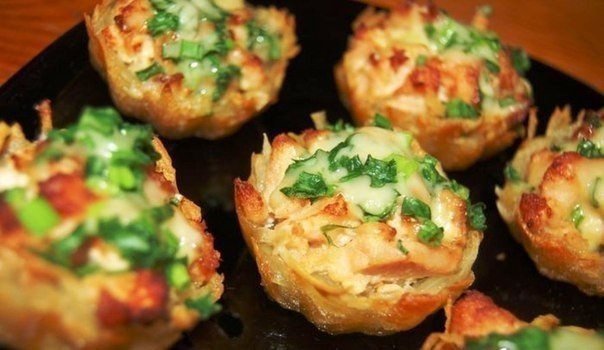 Тарталетки из картофеля с куриным фи...